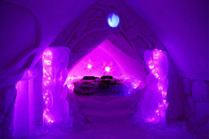 A brightly lit suite at Arctic Snow Hotel in Finnish, Lapland