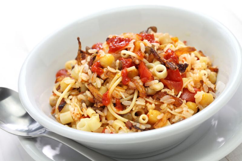 Koshari or Kushari on display.