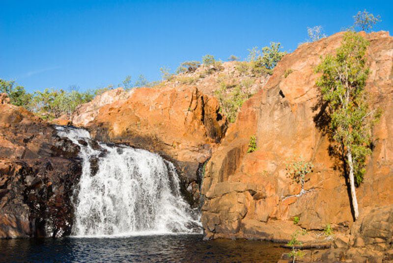 Upper pool and falls at Edith Falls also known as Leliyn in the Nitmiluk National Park.