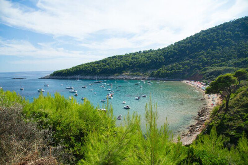 A landscape of the Island of Lopud in Šunj Anchorage.