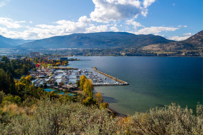 In Okanagan Valley, the view of the lake from Naramata Beach is a unmissable sight.