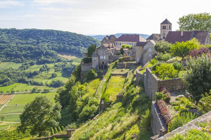 The stunning Chateau Chalon Route des Vins du Jura in the Departement Jura Franche Comte.