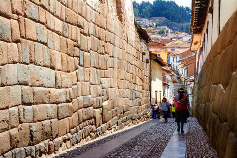 Brick walls in the streets of Cuzco.