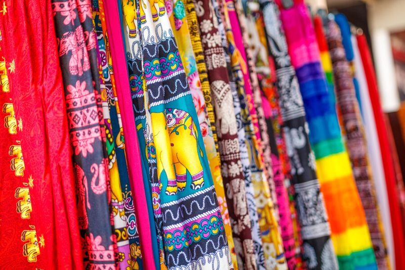 Colourful traditional fabric are on display in Sri Lanka.