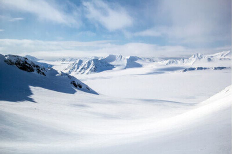 A landscape of the snowy South pole, Antarctica.