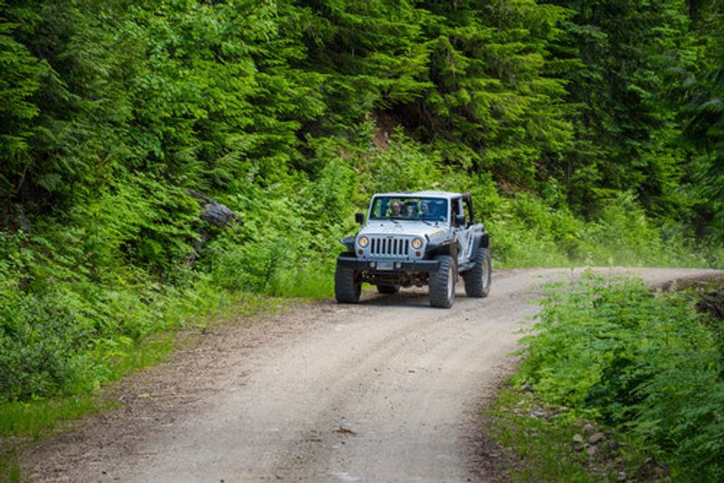 Tourists in a jeep on a safari tour, in Parberry Mountain.