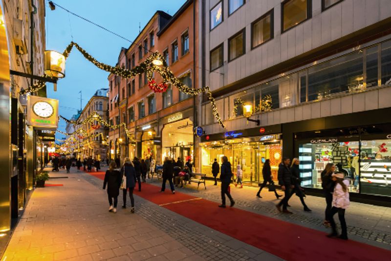 The posh street, Biblioteksgatan with its exclusive stores in Stockholm.
