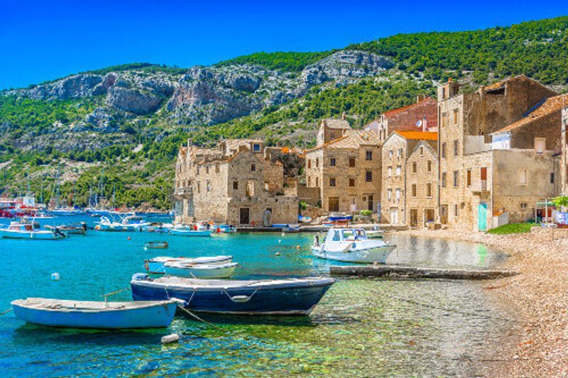 A Seafront scenic view at Komiza in Vis.