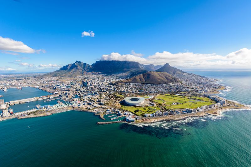 Cape Town, South Africa's capital city which is guarded by Table Mountain