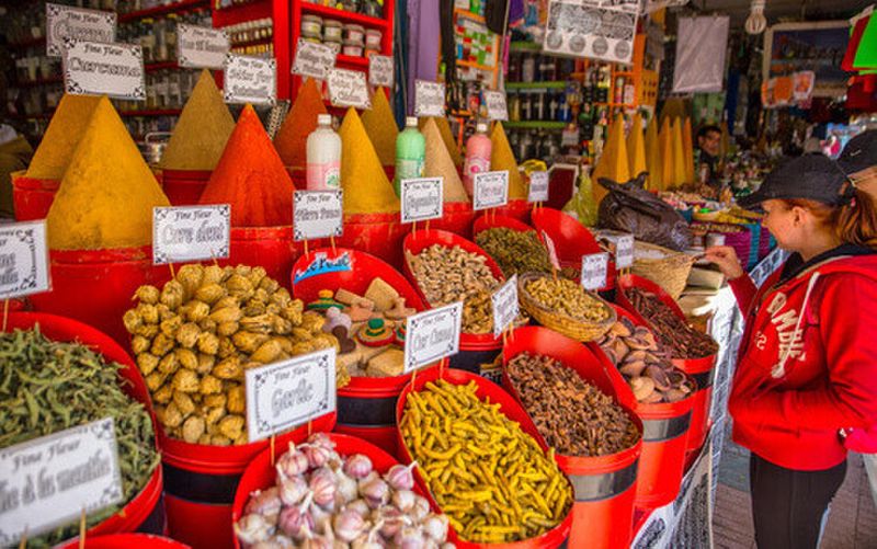 Local produce on sale in the Media Marketplace, Essaouira.