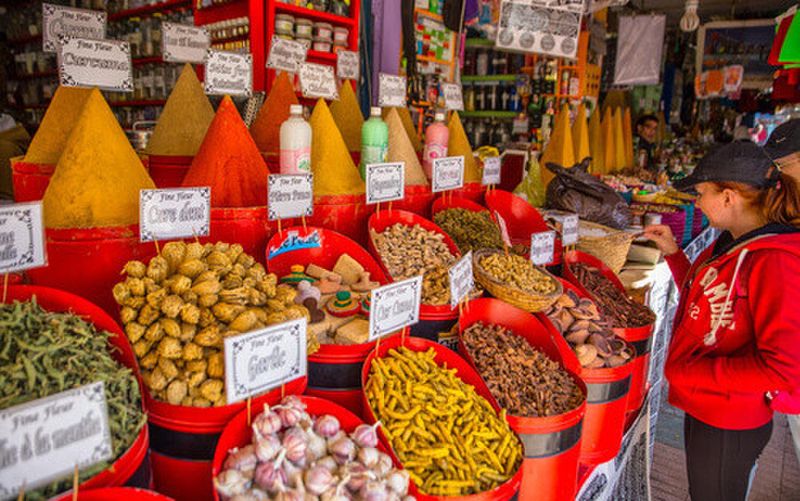 Local produce on sale in the Media Marketplace, Essaouira.