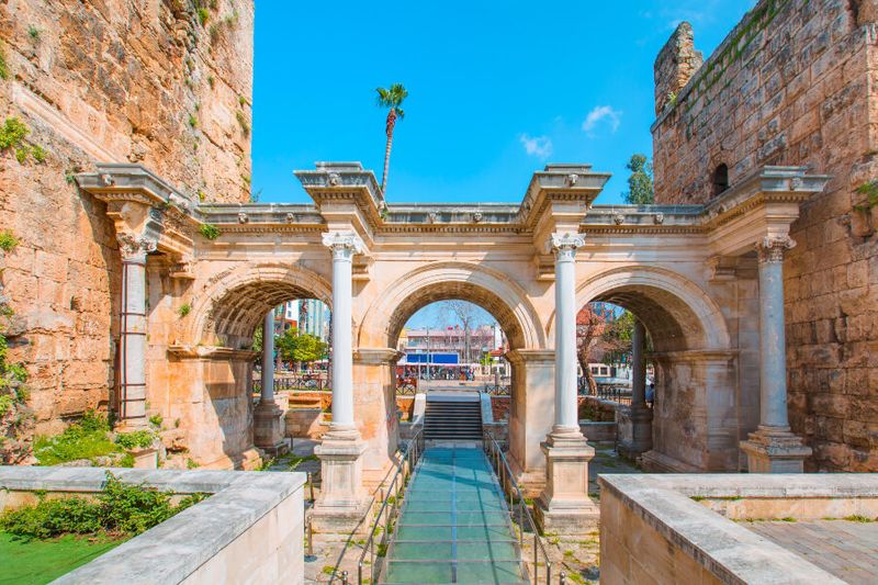 The old city features historical sights such as Hadrian's Gate.