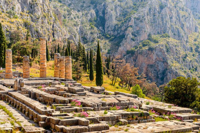The Sanctuary of Apollo in Delphi.
