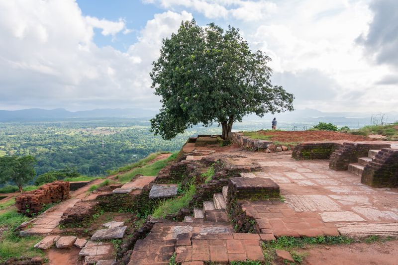 The view from the top of the ancient ruins of Sigiriya Lion Rock Fortress.