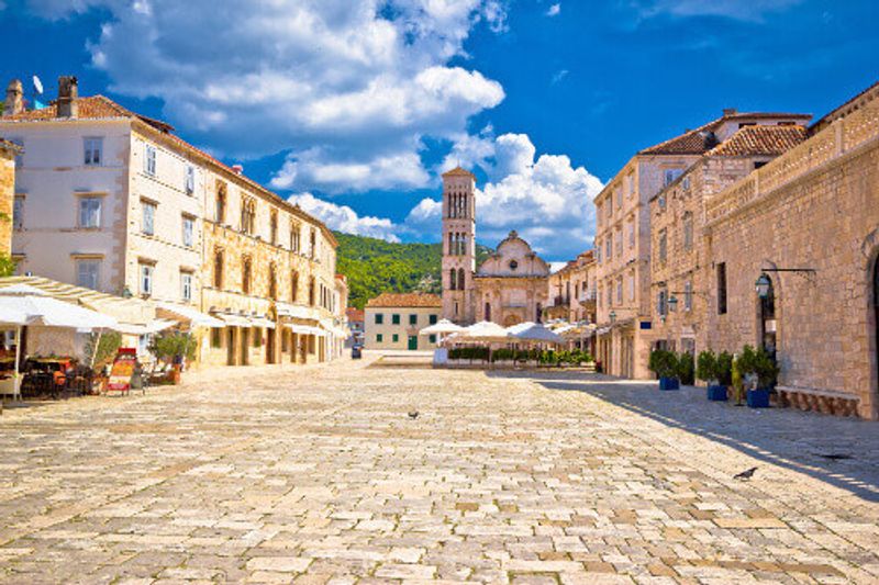 Pjaca Square Church in the Town of Hvar in Dalmatia.