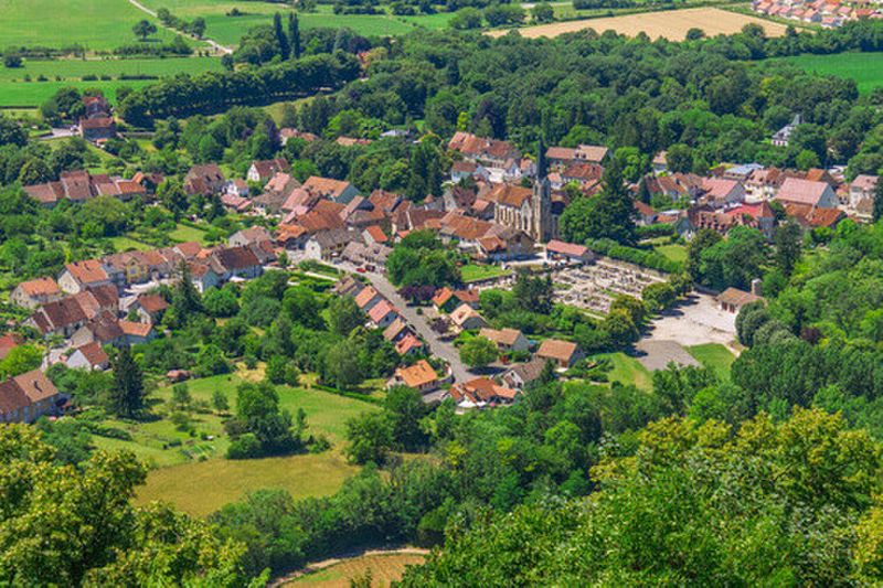 Picturesque Medieval Chateau Chalon village in the Departement Jura Franche Comte.