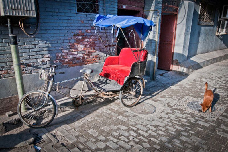 Rickshaws waiting for passengers in Beijing's Old Town.