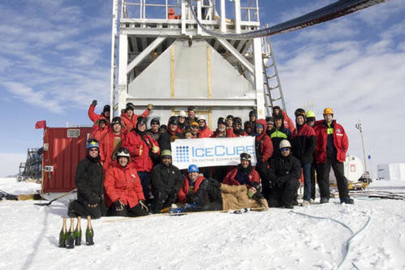 IceCube Neutrino Observatory employees in Antarctica