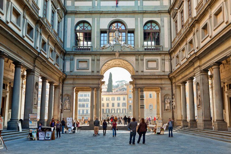The Vasari Corridor of Galleria degli Uffizi.