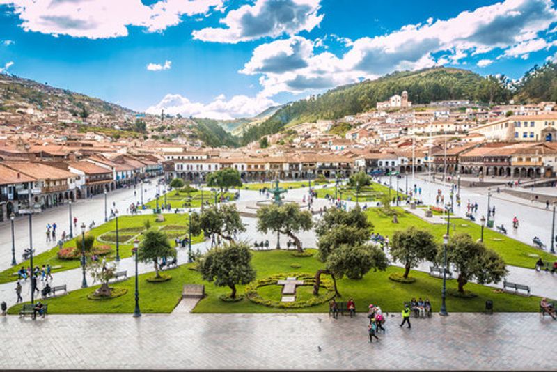 The bustling landscape of Cuzco.