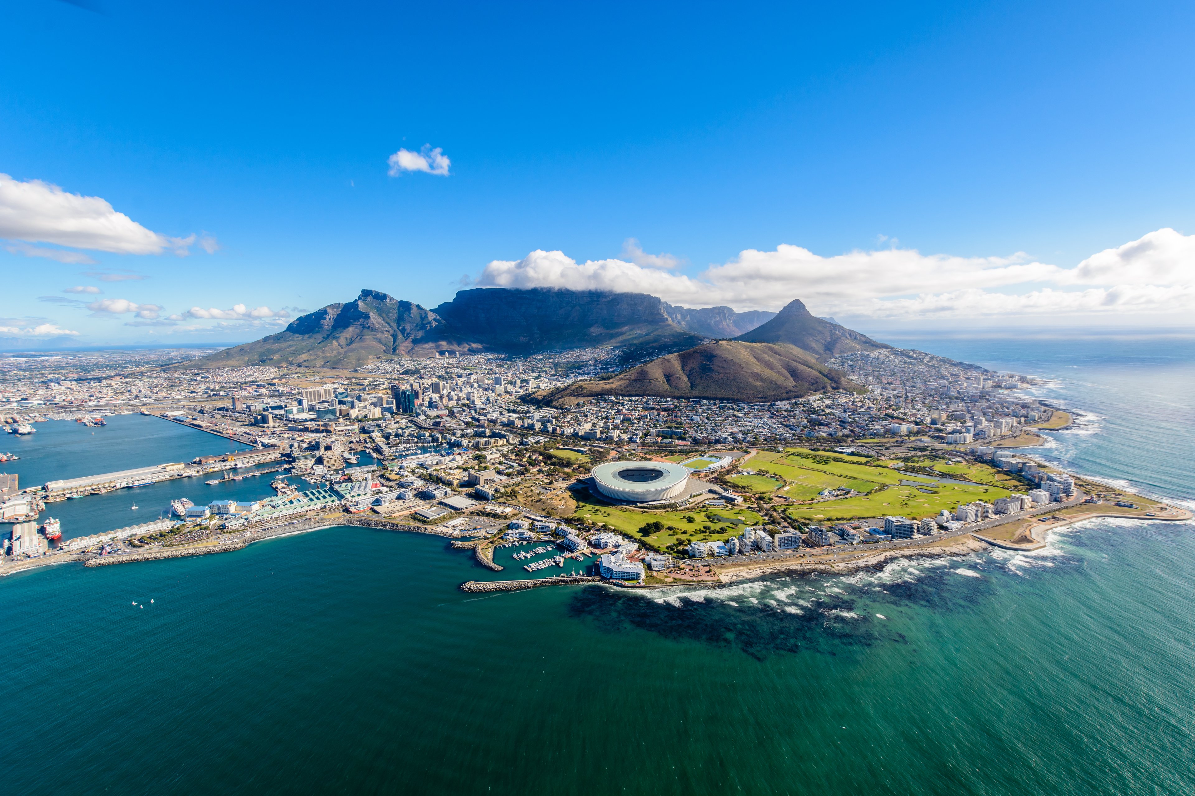 Cape Town, South Africa's capital city which is guarded by Table Mountain