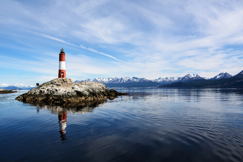 The picturesque Les Eclaireurs Lighthouse, Argentina.