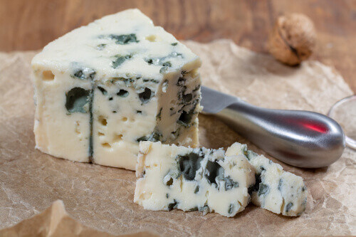 Roquefort, a soft French cheese made from sheep milk