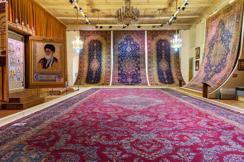 Hall of carpets and rugs in the Municipality Museum in Saat Tower Tabriz Municipality Palace.