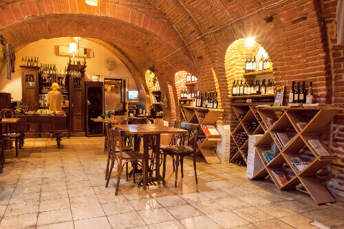 Ghivino Underground bar and restaurant in Tbilisi.