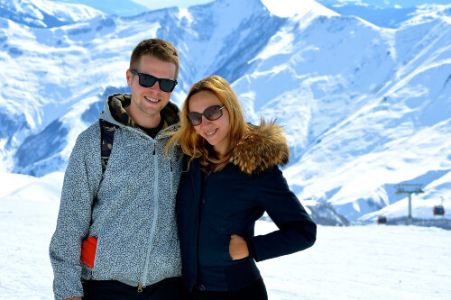 Pat and Natia at Gudauri.