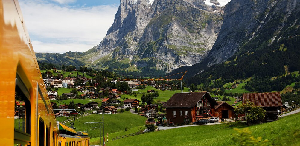 Jungfrau Bahn over Grindelwald Village